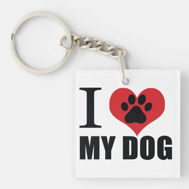 I love my dog throw pillow key ring (Front)