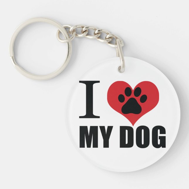 I love my dog throw pillow key ring (Front)