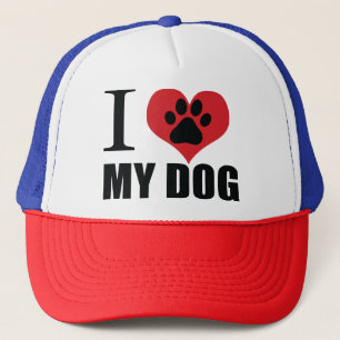 I love my dog throw pillow trucker hat