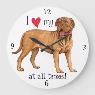 I Love my Dogue de Bordeaux Large Clock