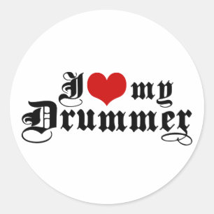 I Love My Drummer Classic Round Sticker