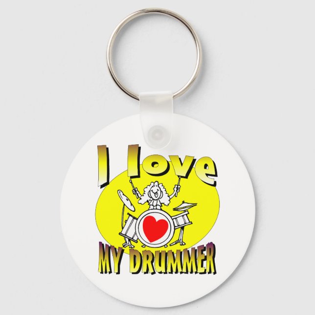 I Love My Drummer Key Ring (Front)