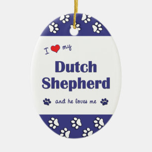I Love My Dutch Shepherd (Male Dog) Ceramic Ornament