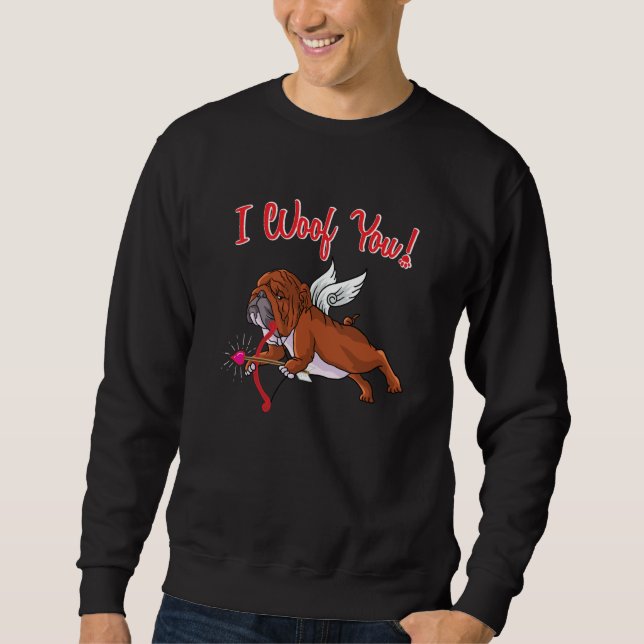 I Love My English Bulldog Cupid Dog  Valentines Da Sweatshirt (Front)