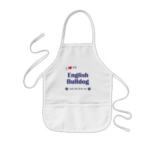 I Love My English Bulldog (Female Dog) Kids Apron