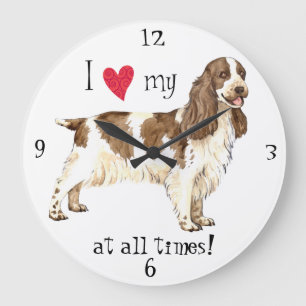 I Love my English Cocker Spaniel Large Clock