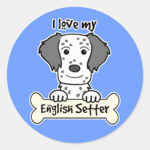 I Love My English Setter Classic Round Sticker
