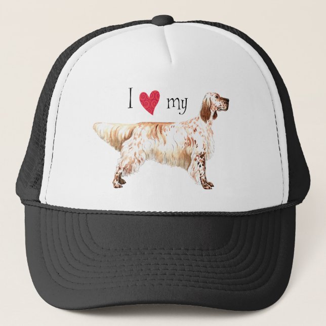 I Love my English Setter Trucker Hat (Front)