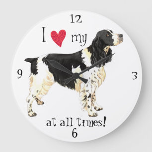 I Love my English Springer Spaniel Large Clock