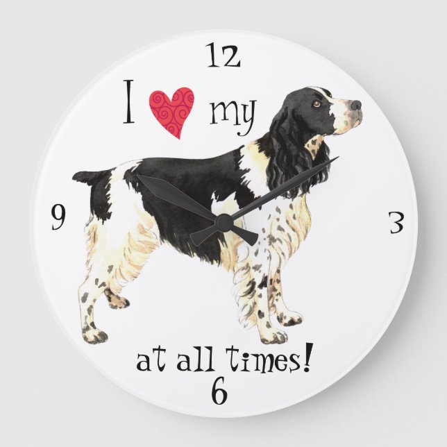 I Love my English Springer Spaniel Large Clock (Front)
