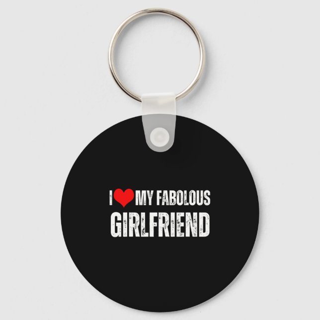 I Love My Fabulous Girlfriend Retro Style Valentin Key Ring (Front)
