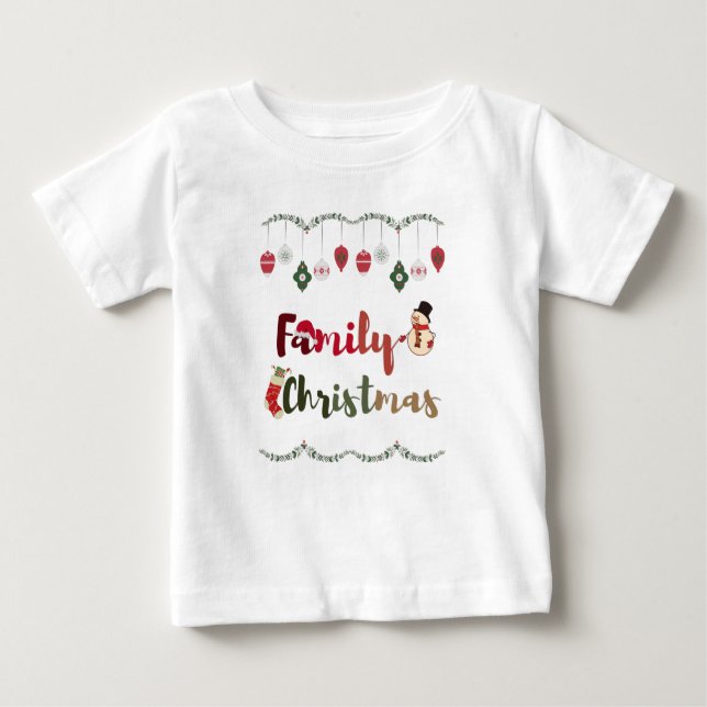 I Love My Family, Christmas Cheer Family Christmas Baby T-Shirt (Front)