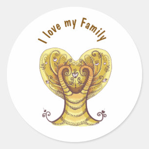 I love my family  classic round sticker