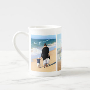 I Love My Family - Custom Photo Collage and Text Bone China Mug
