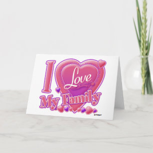 I Love My Family pink/purple - heart Holiday Card