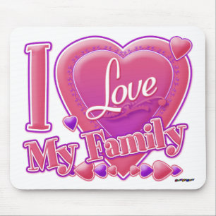 I Love My Family pink/purple - heart Mouse Pad