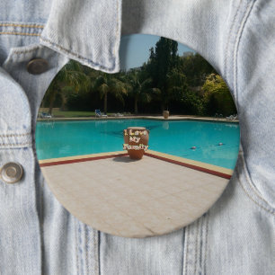 I Love My Family Poolside Art 6 Cm Round Badge