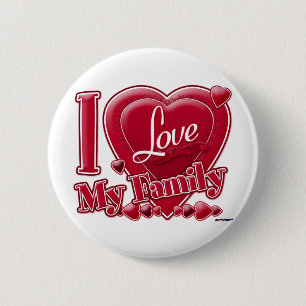 I Love My Family red - heart 6 Cm Round Badge