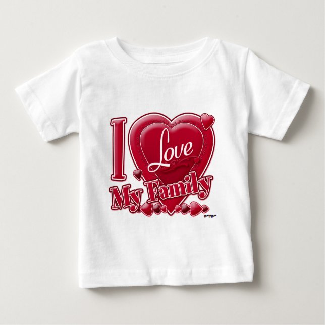 I Love My Family red - heart Baby T-Shirt (Front)