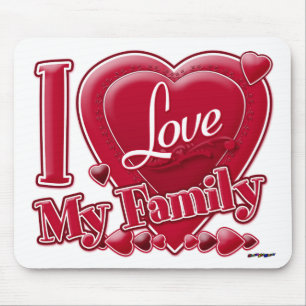 I Love My Family red - heart Mouse Pad