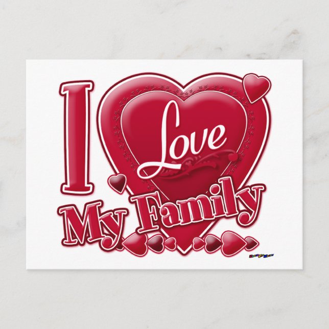 I Love My Family red - heart Postcard (Front)
