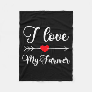 I Love My Farmer Quote Farmer's Wife Girlfriend Hu Fleece Blanket