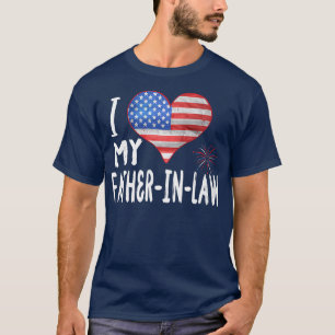 I Love My FatherInLaw Father's Day Heart Flag Pat T-Shirt