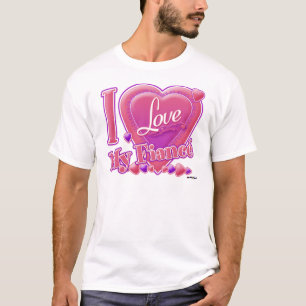 I Love My Fiancé pink/purple - heart T-Shirt
