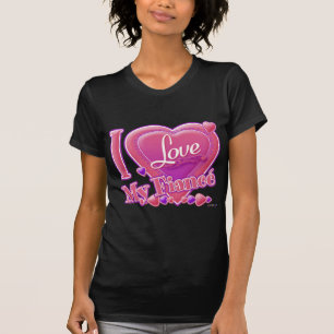 I Love My Fiancé pink/purple - heart T-Shirt