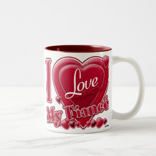 I Love My Fiancé red - heart Two-Tone Coffee Mug
