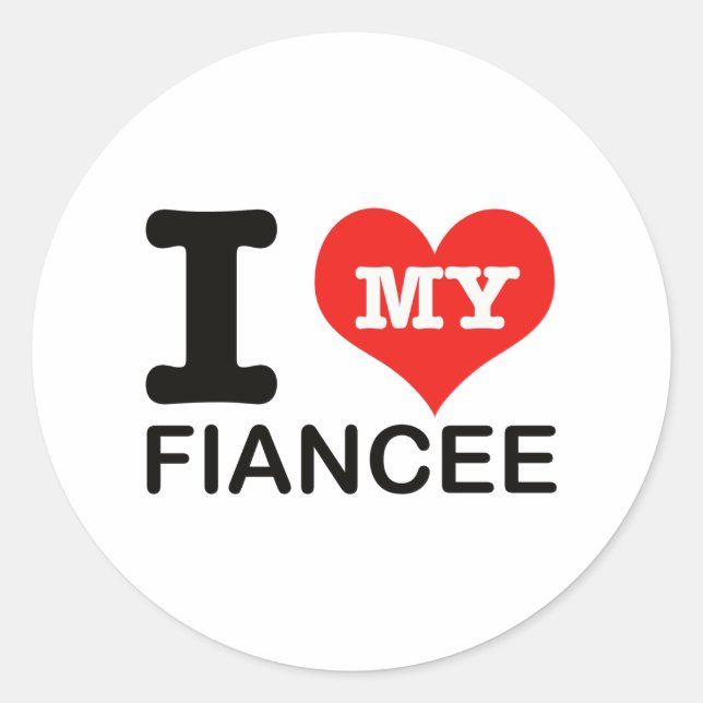 I Love my Fiancee Classic Round Sticker (Front)