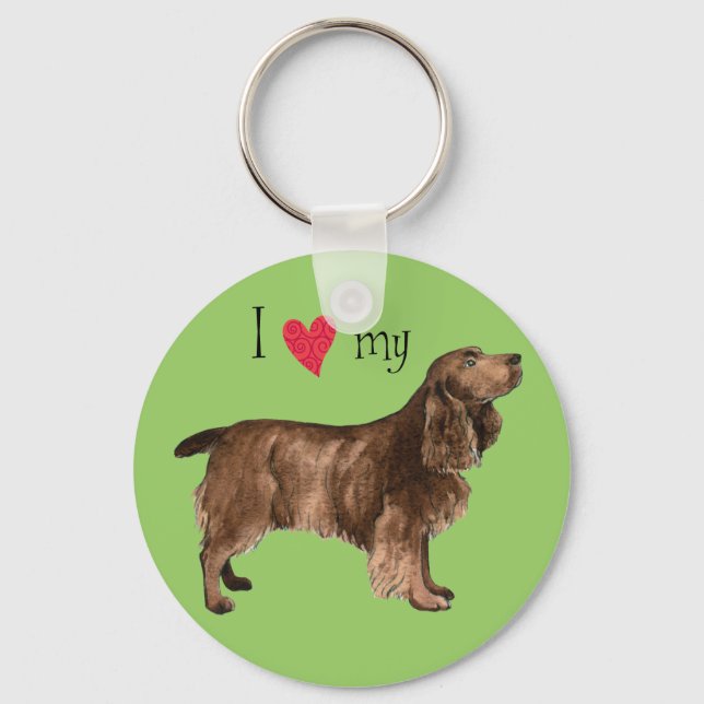 I Love my Field Spaniel Key Ring (Front)