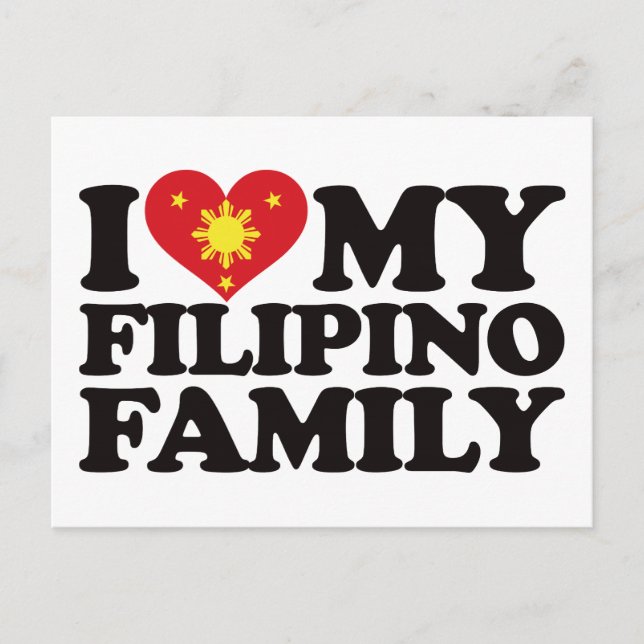 I Love My Filipino Family Postcard (Front)