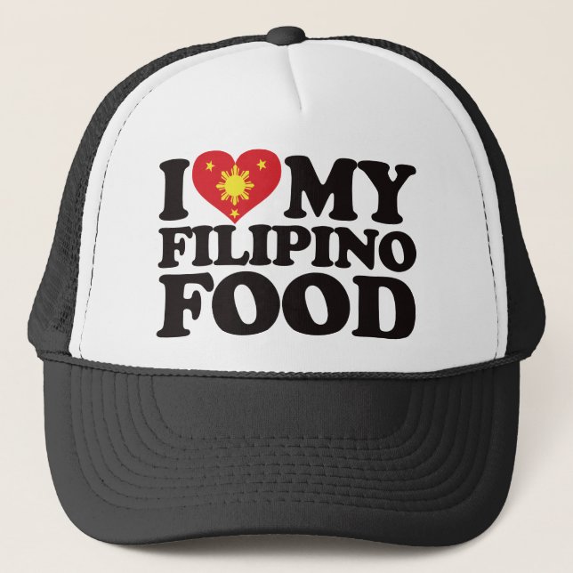 I Love My Filipino Food Trucker Hat (Front)
