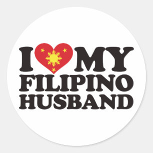 I Love My Filipino Husband Classic Round Sticker