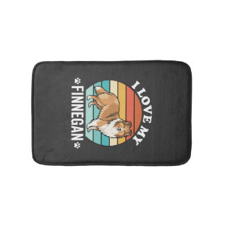 I Love My Finnegan Sheltie Retro Sunset Bath Mat