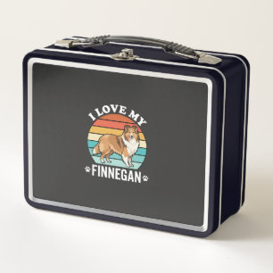 I Love My Finnegan Sheltie Retro Sunset Metal Lunch Box