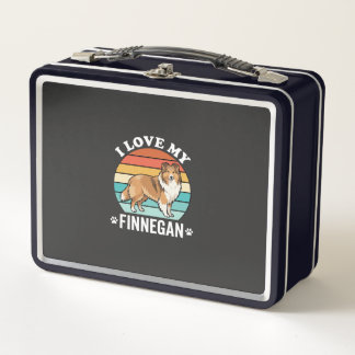 I Love My Finnegan Sheltie Retro Sunset Metal Lunch Box