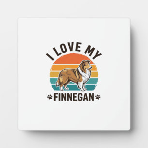 I Love My Finnegan Vintage Dog Name Shirt Design_1 Plaque