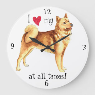 I Love my Finnish Spitz Large Clock