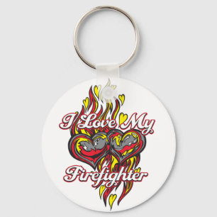 I Love My Firefighter Key Ring