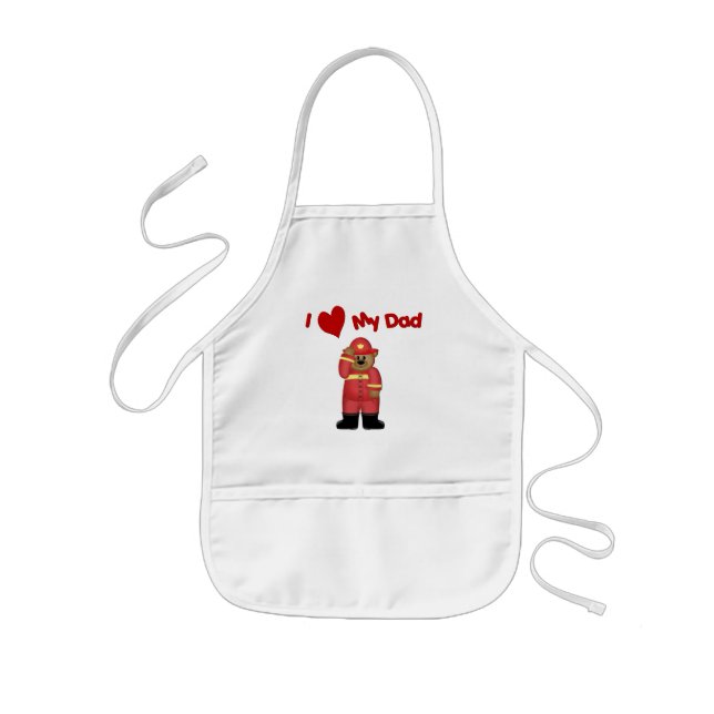 I Love My Fireman Dad Kids Apron (Front)