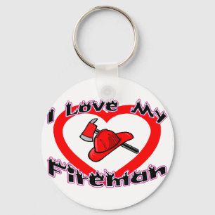 I Love My Fireman Key Ring