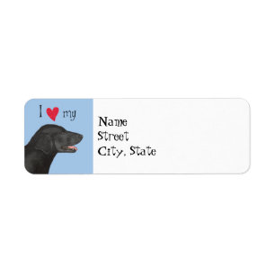 I Love my Flat-Coated Retriever Return Address Label