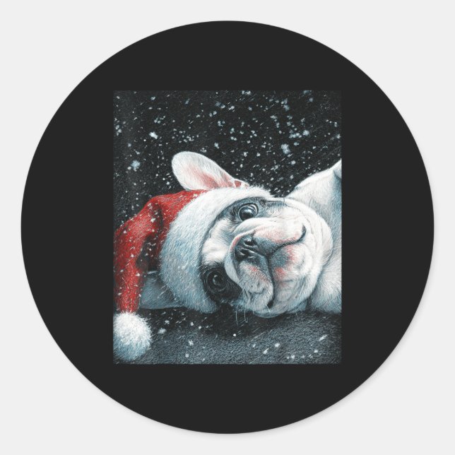 I Love My French Bulldog Christmas Cute  Classic Round Sticker (Front)