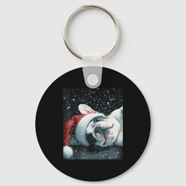 I Love My French Bulldog Christmas Cute  Key Ring (Front)
