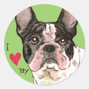 I Love my French Bulldog Classic Round Sticker