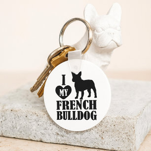 I Love My French Bulldog Keychain