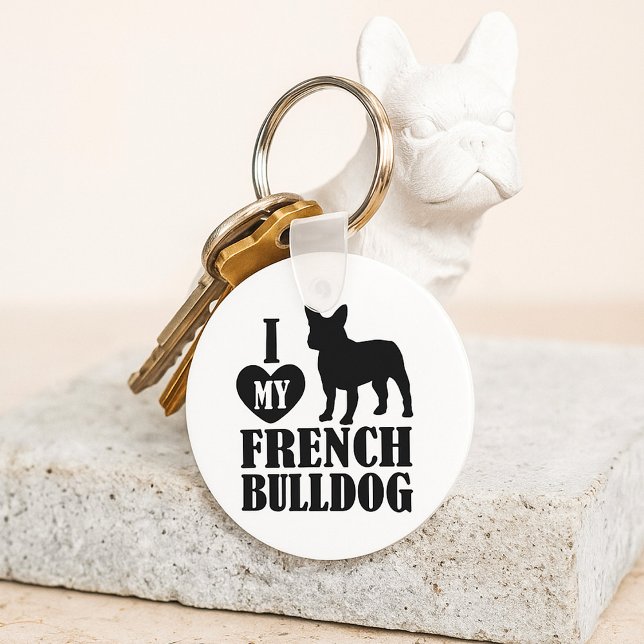 I Love My French Bulldog Keychain (Creator Uploaded)
