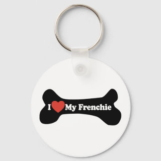 I Love My Frenchie - Dog Bone Key Ring
